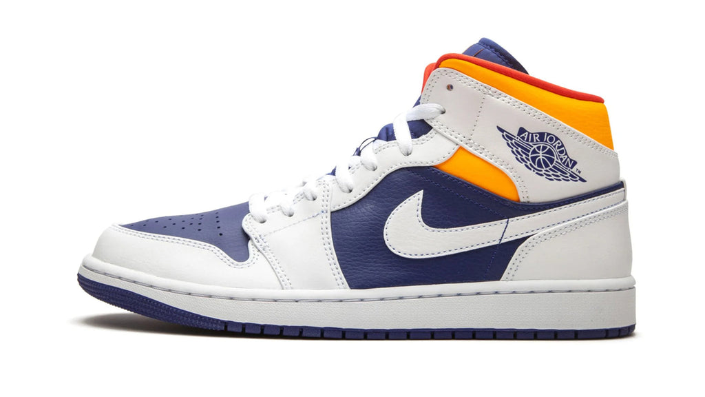 Air Jordan 1 Mid "Royal Blue / Laser Orange" – Grade School Sneakers